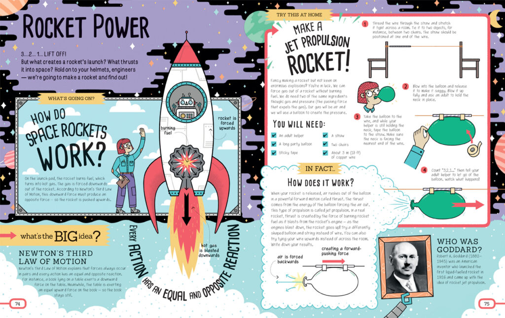 A double-page spread from the book STEM Quest: Engineering
